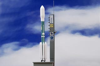 Delta II Rocket Diecast Model, NASA, w/Launch Tower