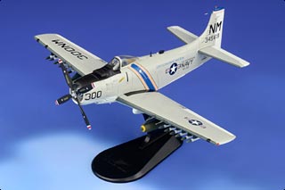 A-1H Skyraider Diecast Model, USN VA-52 Knight Riders, NM300, USS Ticonderoga