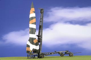 V-2 Rocket Display Model, German Army, w/Mobile Launch Trailer