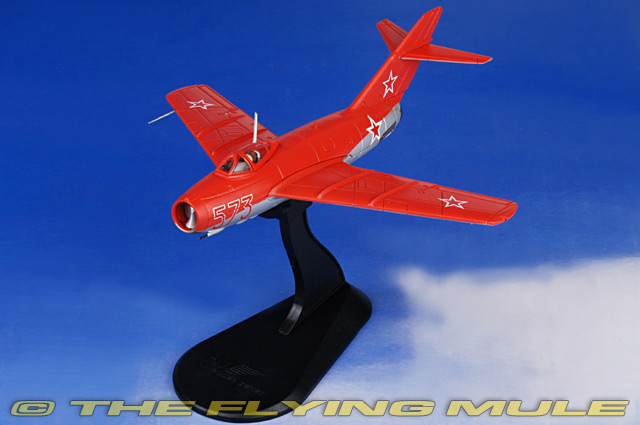 thumbnail image 2 of Amer.com 1/72 Soviet Air Force MiG-15 Fagot Fighter – Diecast Aircraft Model, Silver, With Display Stand 2 of 5
