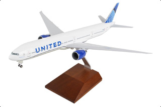 777-300 Display Model, United Airlines, w/Landing Gear and Wood Stand